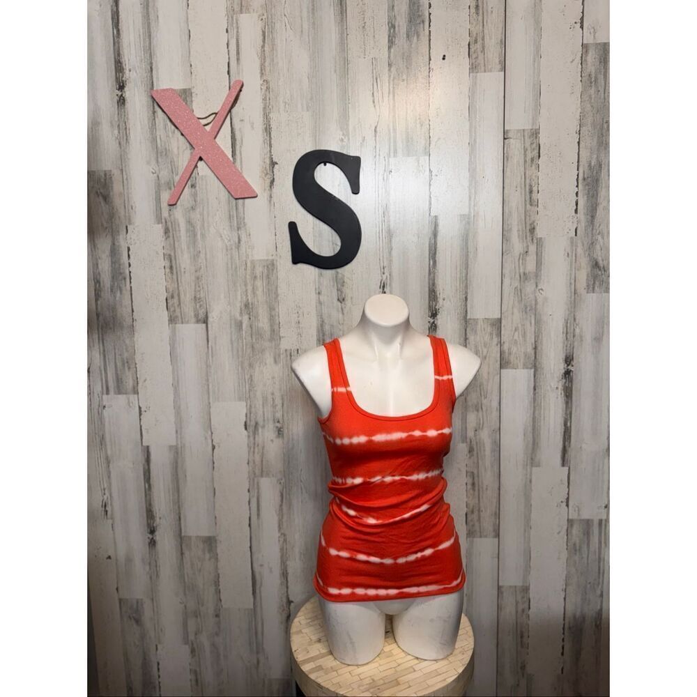 Time and Tru Orange Tie Dye Tank Top Ribbed Stretch Casual Summer Top Women XS